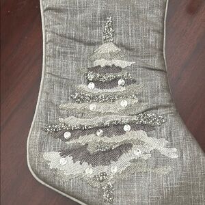 Pier 1 Metallic Silver Holiday Stocking